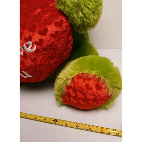 Valentines Plush Stuffed '16 Frog I Love You Heart Green Extra Soft NWOT #Toy40 - Picture 6 of 6